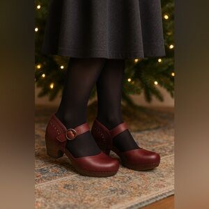 Dansko Burgundy Mary Jane Leather Shoes Size 38 (US 7.5–8)